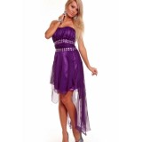 Фиолетовое женственное платье со шлейфом - Платья