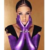 Фиолетовые длинные перчатки - Одежда (латекс, винил)