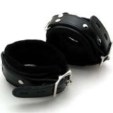 БДСМ - Черные кожаные наножники с внутренней подкладкой