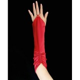 Красные атласные перчатки с драпировкой - Перчатки