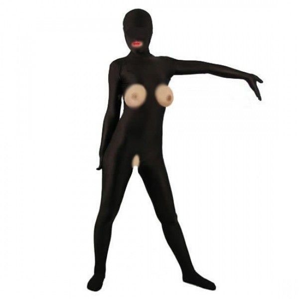 Купить онлайн Черный комбинезон с открытой грудью. фото цена акция распродажа