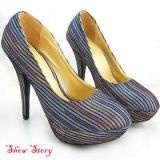 Мульти-цветные туфли на средней платформе с устойчивым и грациозным каблуком - Обувь женская