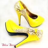 Желтые туфли с бантиком - Обувь женская