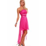 Розовое женственное платье со шлейфом - Платья