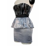 Стильное мини-платье с блестящими всатвками  - Платья