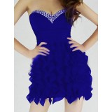 Синие мини-платье с пышной юбкой - Платья
