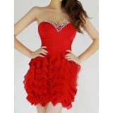 Красное мини-платье с пышной юбкой - Платья
