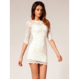 Белое кружевное мини-платье цена фото