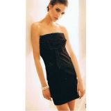 Черное мини-платье с кокетливым бантиком  - Платья