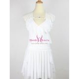 Белое  мини-платье с прорачными вставкаи - Платья