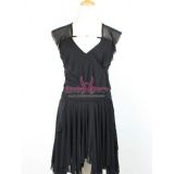 Черное  мини-платье с прорачными вставкаи - Платья
