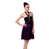 Фиолетовое платье с серебристой вставкой  - Платья