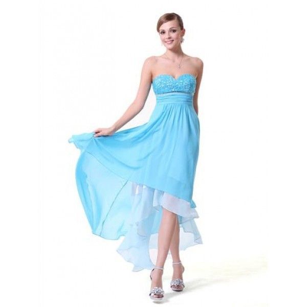 Купить онлайн Голубое шифоновое длинное платье фото цена акция распродажа