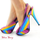 Разноцветны туфельки, радуга, на платформе - Обувь женская