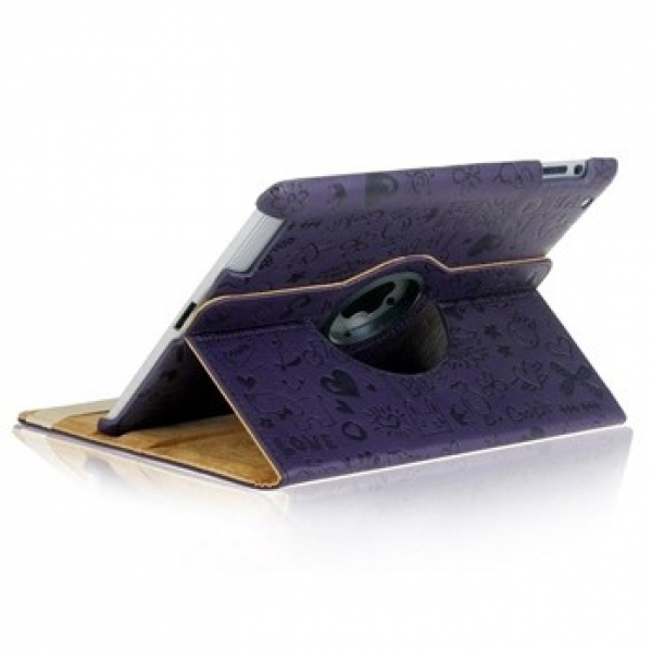 РАСПРОДАЖА! Rotatable PU Leather Protective Case for iPad 2 (Purple)