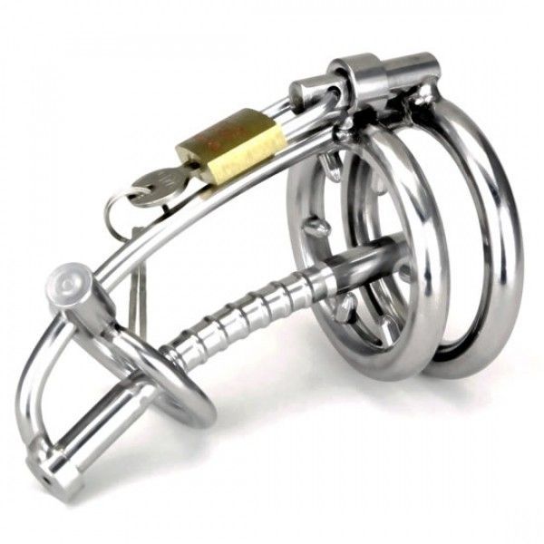 BDSM () - sylum Locking Chastity Cage Princes Wand Penis Prison with a Removable Head Ring