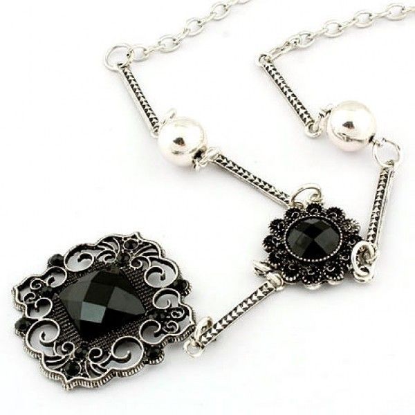 Купить онлайн Красивое ожерелье с черным камнем фото цена акция распродажа