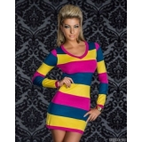 Long sleeve vitality Chromatic stripe fashion dress set - Платья