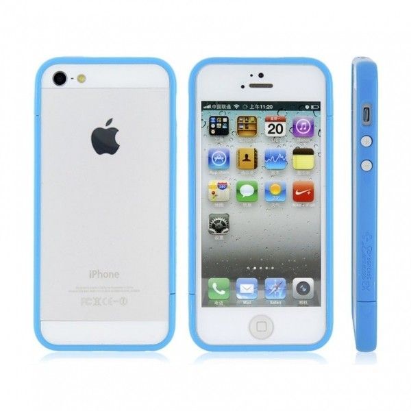 Glossy Injection Painting Design PC Up &amp; Down Protective Frame for iPhone 5 (Blue)