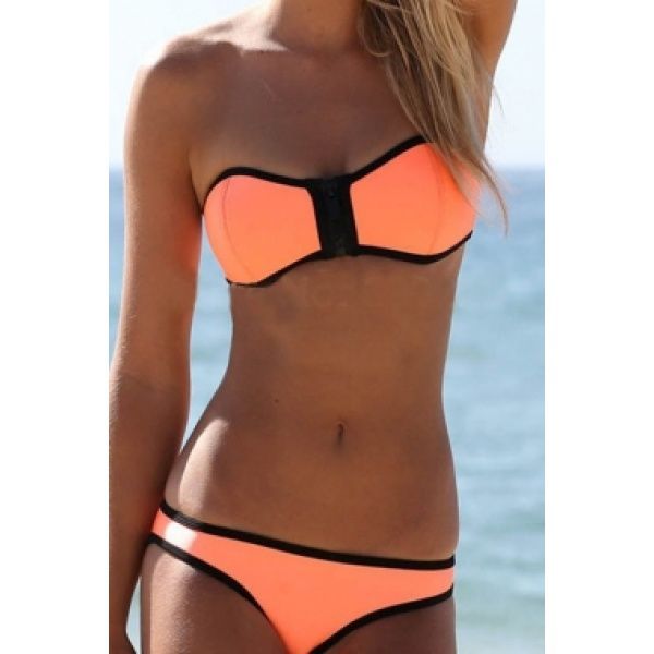 Купить онлайн Яркий оранжевый купальник Triangl фото цена акция распродажа