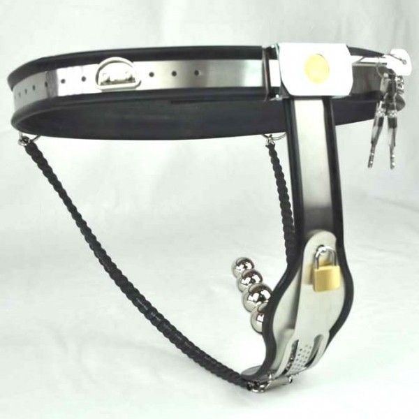BDSM () - Female Adjustable Model-Y Stainless Steel Chastity Belt Locking Cover Removable Vaginal Plug BLACK