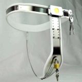BDSM () - Female Adjustable Curve-T Stainless Steel Premium Chastity Belt with Locking Cover Removable WHITE