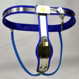 - Female Adjustable Model-Y Stainless Steel Premium Chastity Belt Locking Cover Removable BLUE