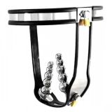 BDSM () - Female Adjustable Model-T Stainless Steel Chastity Belt with Locking Vaginal and Anal Plug Removable