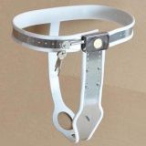 BDSM () - Female Adjustable Model-T Stainless Steel Premium Chastity Belt with Locking Cover Removable WHITE