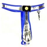 BDSM () -    Model-T Stainless Steel Premium Chastity Device Blue