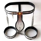 BDSM () - Male Fully Adjustable Model-T Stainless Steel Premium Chastity Belt + Thigh Bands Kit BLACK