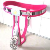 BDSM () - Male Fully Adjustable Curve-T Stainless Steel Premium Chastity Belt with Jail House Cage PINK