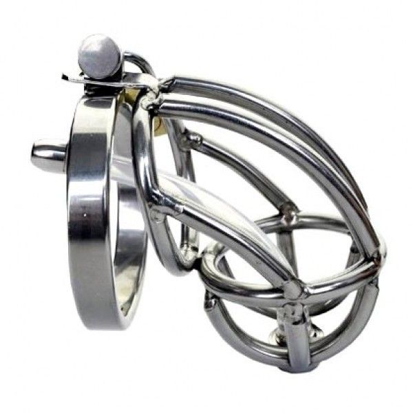 BDSM () - The Captus Stainless Steel Chastity with Urethral Stretching Penis Plug ZA143