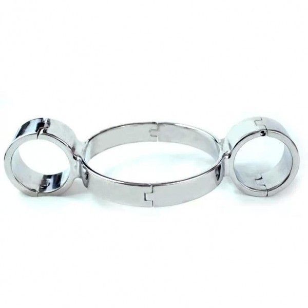 BDSM () - Unisex Luxury Stainless Steel Heavy Duty Neck-Wrist Siamese handcuffs
