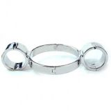  - Unisex Luxury Stainless Steel Heavy Duty Neck-Wrist Siamese handcuffs