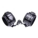 БДСМ - Черные наручники из крокодиловой кожи