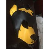  - Yellow / Black Leather Dog Hood