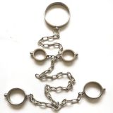 - Stainless Steel Handy Handcuffs Hand and Foot Neck Has Metal Chain - Man