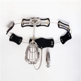 BDSM () - Stainless Steel Model-T Adjustable Male Chastity Belt Device With Cock Cage + Anal Plug