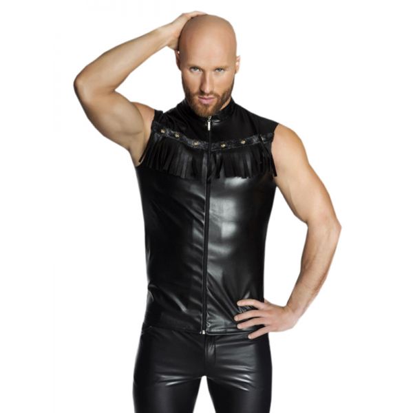 BDSM () - Men Fashion Black Men Leather Tops