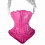  - Leather Neck Corset Collar Kinky Restraint Muzzle Mask Lockin Red
