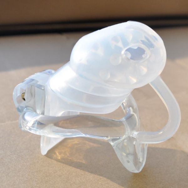 BDSM () - Male Silicone spikes Cage With fixed Resin Ring Chastity Device small