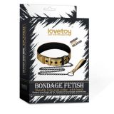БДСМ - Золотичный ошейник Bondage Fetish Metallic Gold Pup Collar With Leash