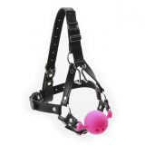  - Harness Metal Nose Hook Silicone Ball Mouth Gags PINK