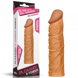 Насадка на пенис удлиняющая коричневого цвета Pleasure X Tender Penis Sleeve - 