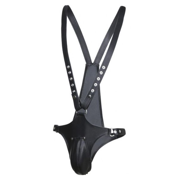 BDSM () - Male Leather Harness with Pouch