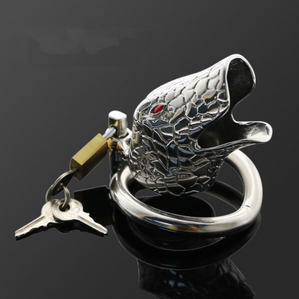 BDSM () - stainless steel latest silvery ophicephalous chastity device
