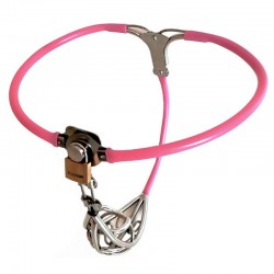 Newest Male Stainles Steel Adjustable Chastity Belt Device PINK ZC205 - 