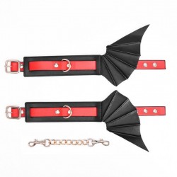 Demon wings PU leather handcuffs - 