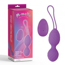 Фиолетовые вагинальные шарики с пультом Ridged Vibrating Bullet - 